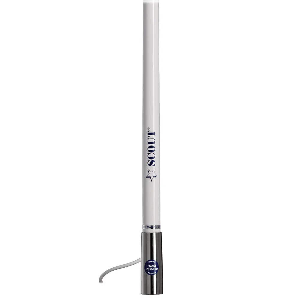 Scout Titan Series 4' White VHF Antenna with 3dB Gain, Stainless Steel Ferrule, 5M RG-58 Cable & PL-259 Connector