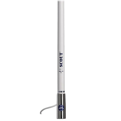 Scout Titan Series 4' White VHF Antenna with 3dB Gain, Stainless Steel Ferrule, 5M RG-58 Cable & PL-259 Connector