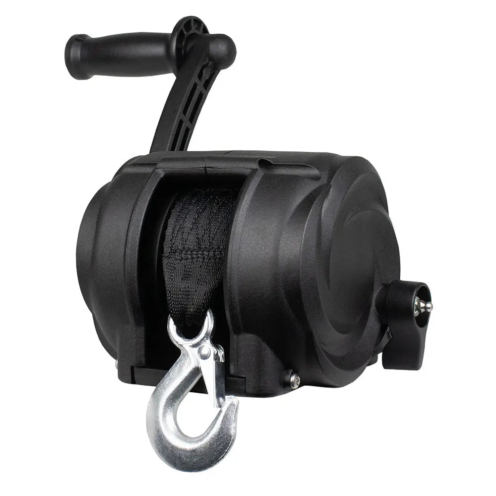 Powerwinch Premier Series 2000 lb Trailer Winch with 8-Inch Crank Arm - Carbon Black