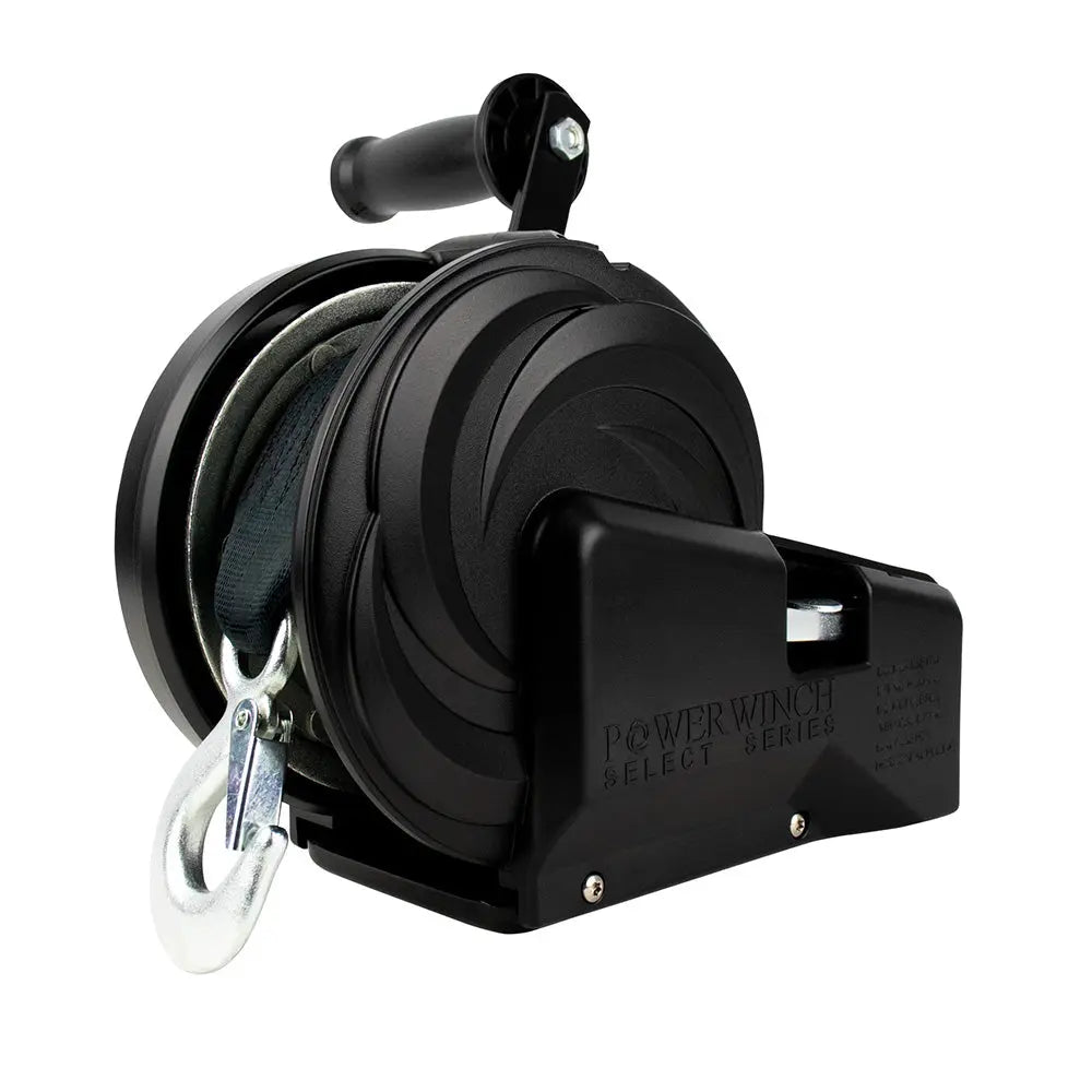 Powerwinch Select Series 2,000 lb Capacity Two-Speed Hand Winch with 8-Inch Crank Arm in Carbon Black