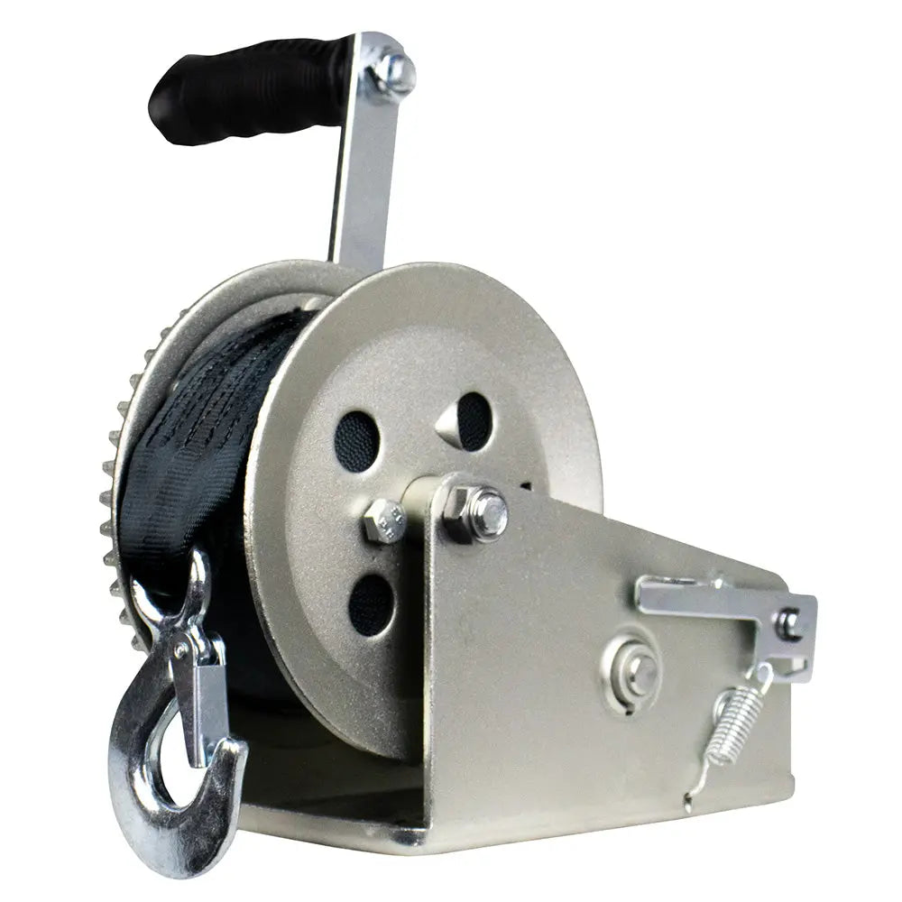 Powerwinch Utility Series 2,500 lb Capacity Winch with 2-Speed Gear and 8-Inch Crank Arm - Zinc Plated
