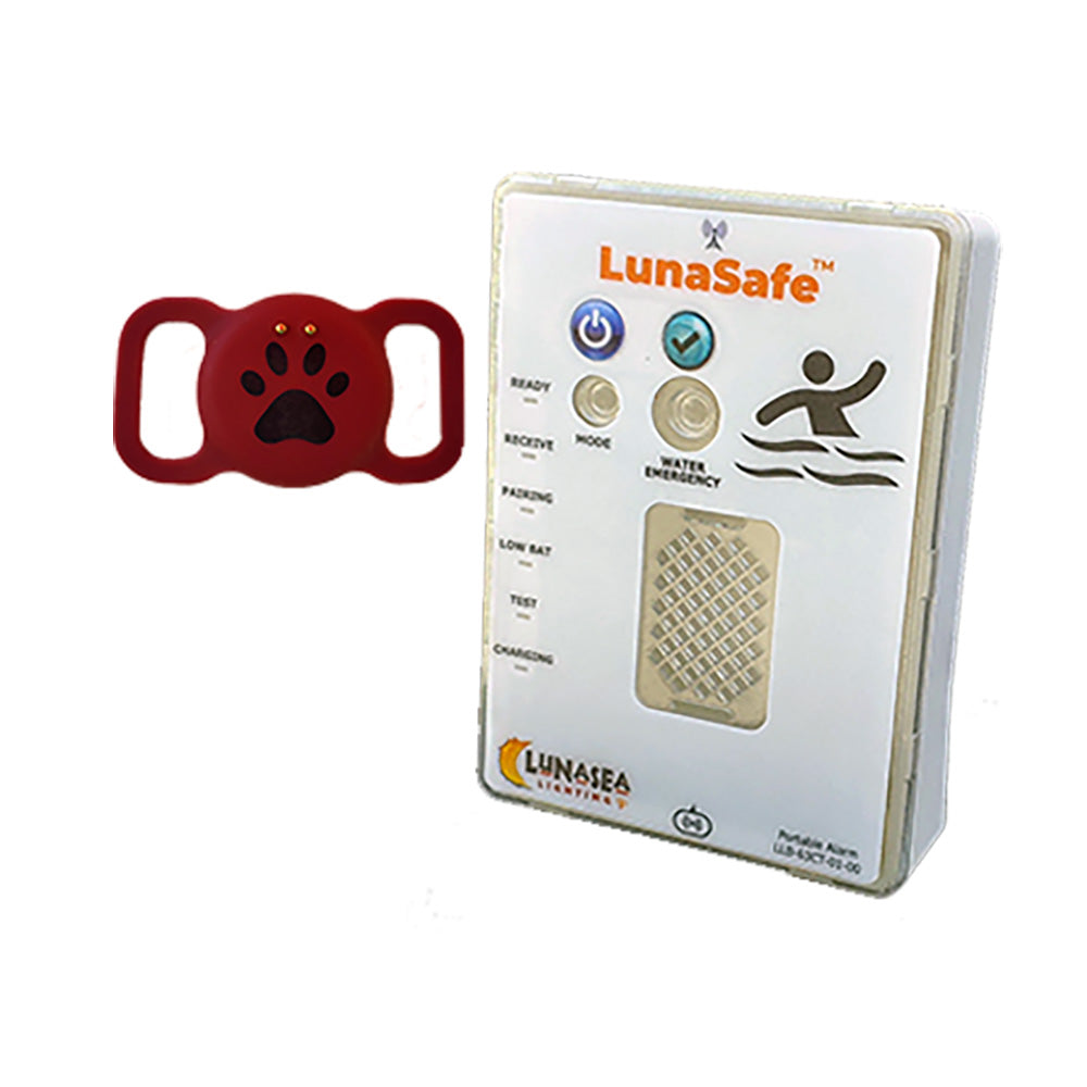 Lunasea Lighting Water Activated Pet Safety RF Transmitter with Rechargeable Alarm Receiver - Red