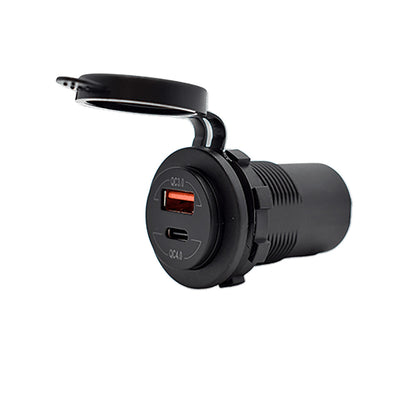 Bluewater Round Dual USB/USB-C Charger Model 3000-4001A for Marine and Mobile Applications