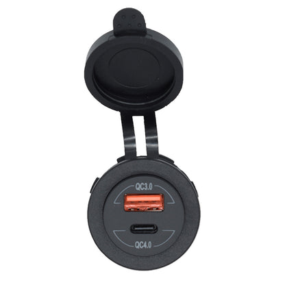 Bluewater Round Dual USB/USB-C Charger Model 3000-4001A for Marine and Mobile Applications
