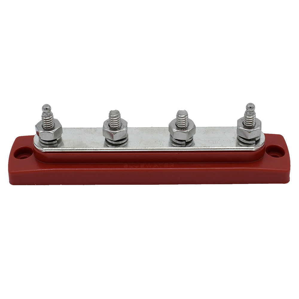 Bluewater Common Stud Busbar 4 Gang - Red for Marine and RV Wiring