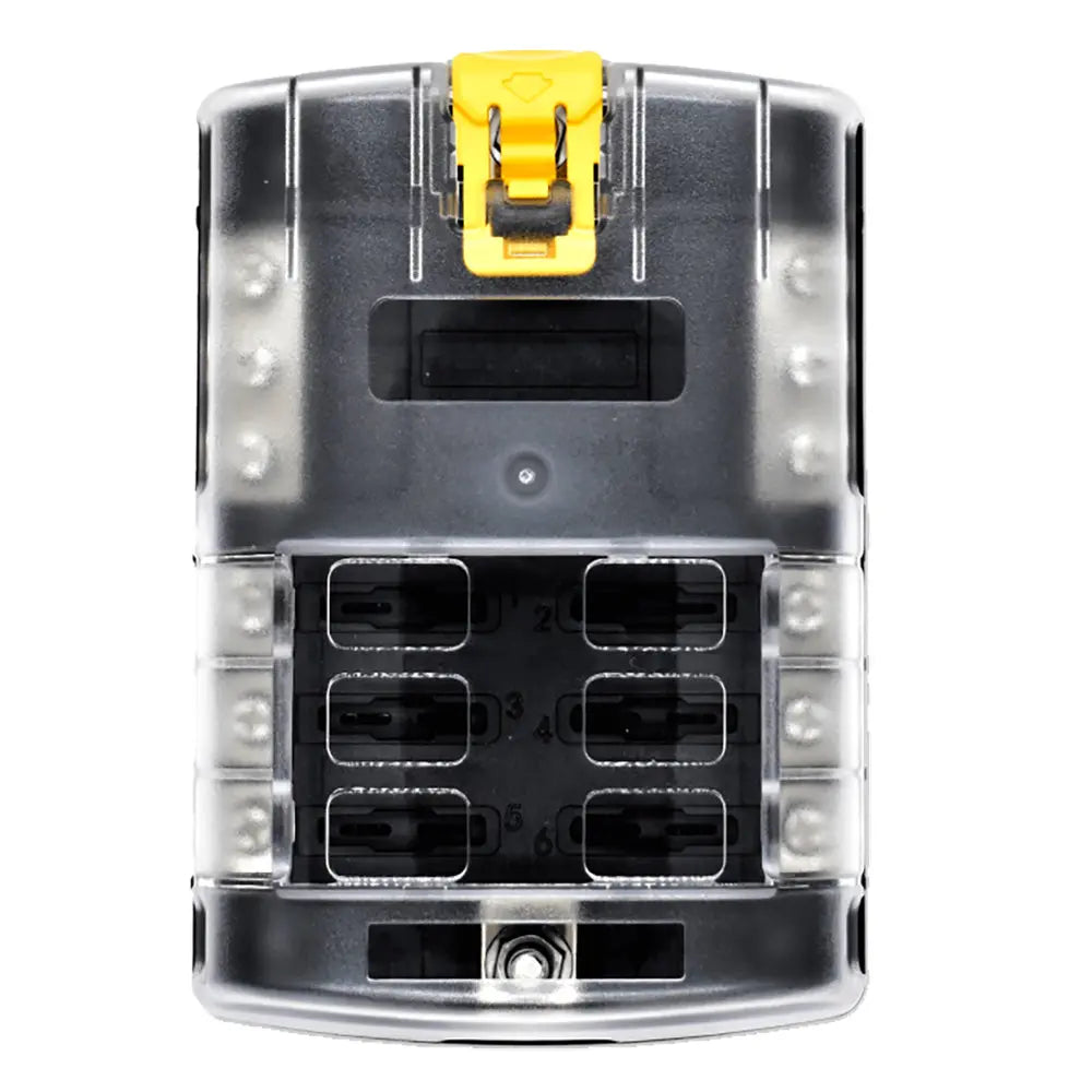 Bluewater 6-Position ATC Fuse Block with Yellow Slide – Marine and RV Power Management