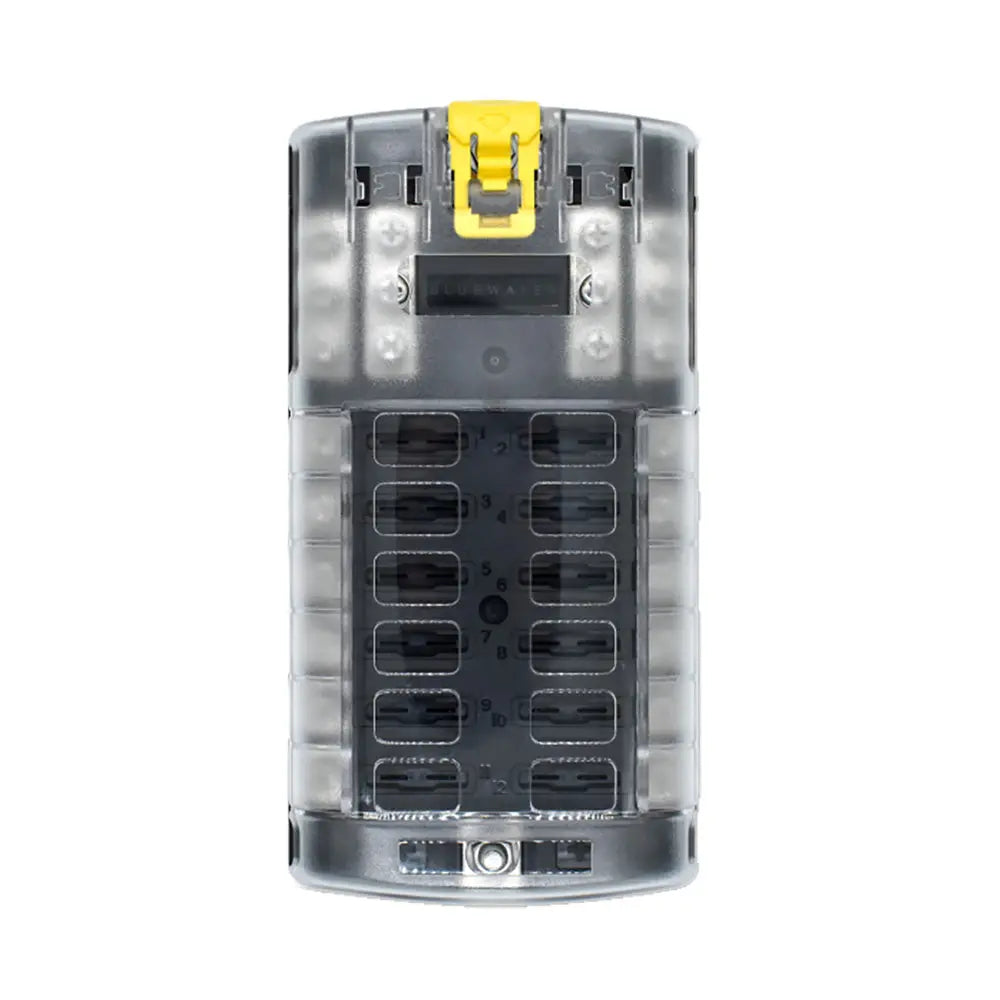 Bluewater 12 Position Fuse Block ATC with Yellow Slide for Marine and RV Power Systems