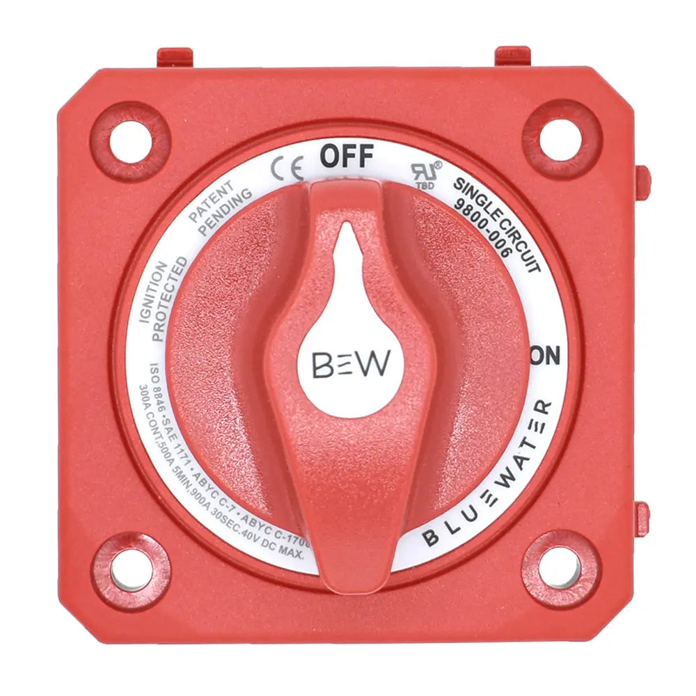 Bluewater On/Off Battery Switch Panel Mount - Red with 300A Continuous Rating