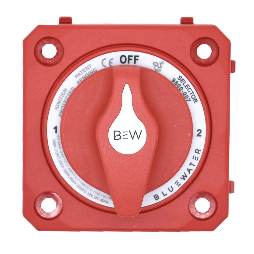 Bluewater Off/1/2/Both Battery Switch Panel Mount - Red