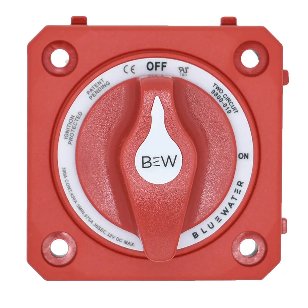 Bluewater On/Off 4 Post Dual Circuit Battery Switch Part Number 9800-010-10 for Marine and RV Applications