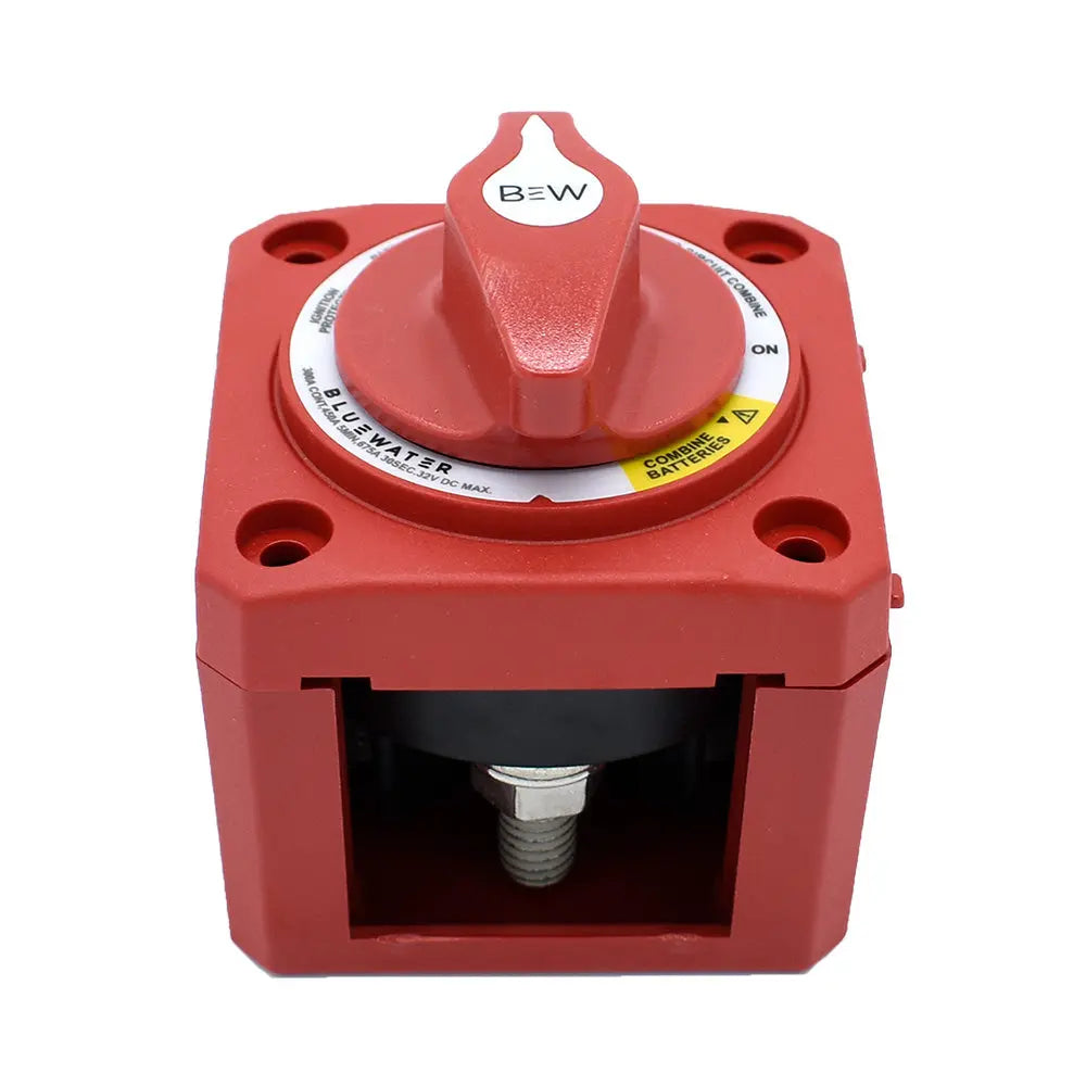 Bluewater Off/On Combine Battery Switch with Emergency Parallel - Surface Mount, Red (Part #9800-011-11)