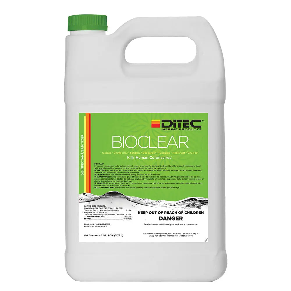 DiTEC Marine Products Bioclear Disinfectant Gallon - EPA-Registered Cleaner and Mold Preventative