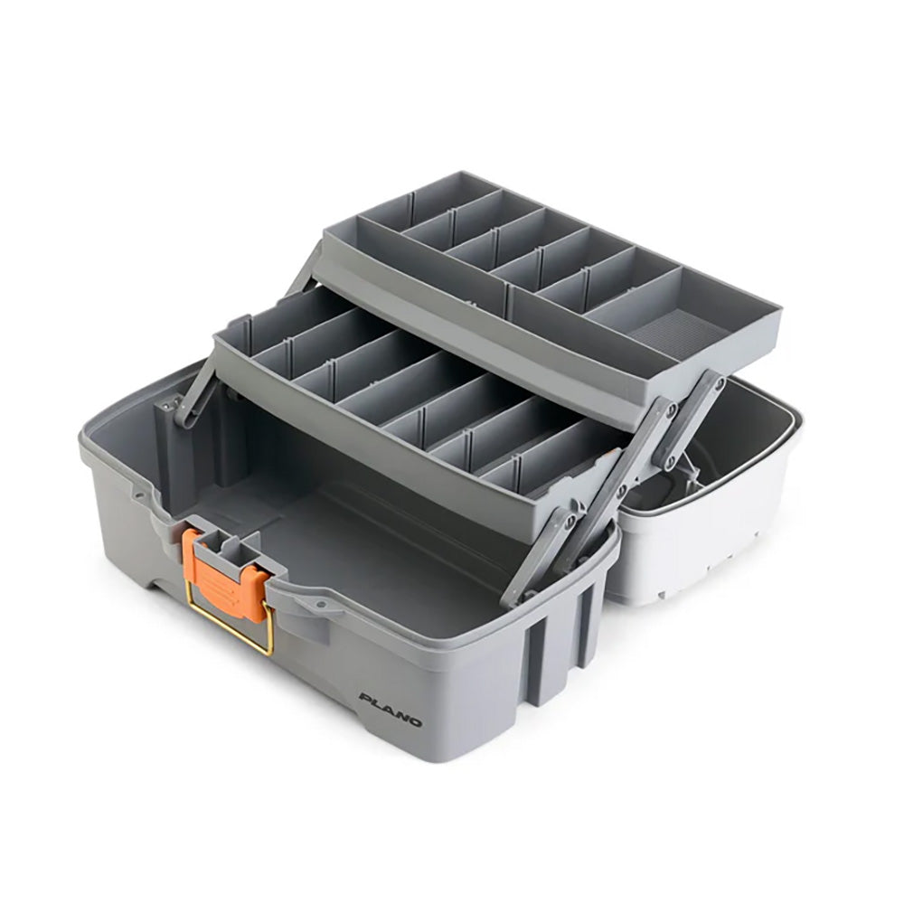 Plano Two-Tray Tackle Box - Light Grey and Dark Grey for Fishing Storage
