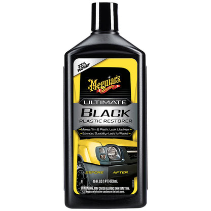 Meguiar's Ultimate Black Plastic Restorer 16oz - Restores and Protects Exterior Plastic, Vinyl, and Rubber Trim