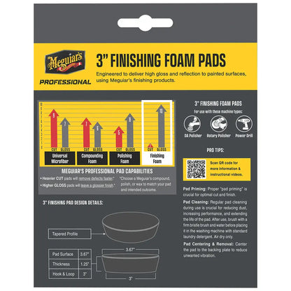 Meguiar's Professional 3-inch Finishing Foam Pads 3-Pack for Auto Detailing