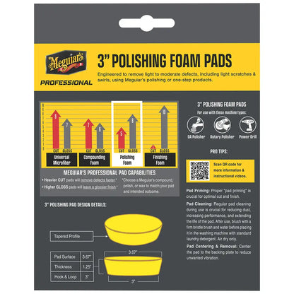 Meguiar's Professional 3-Inch Polishing Foam Pads 3-Pack for Paint Correction and Surface Refinement