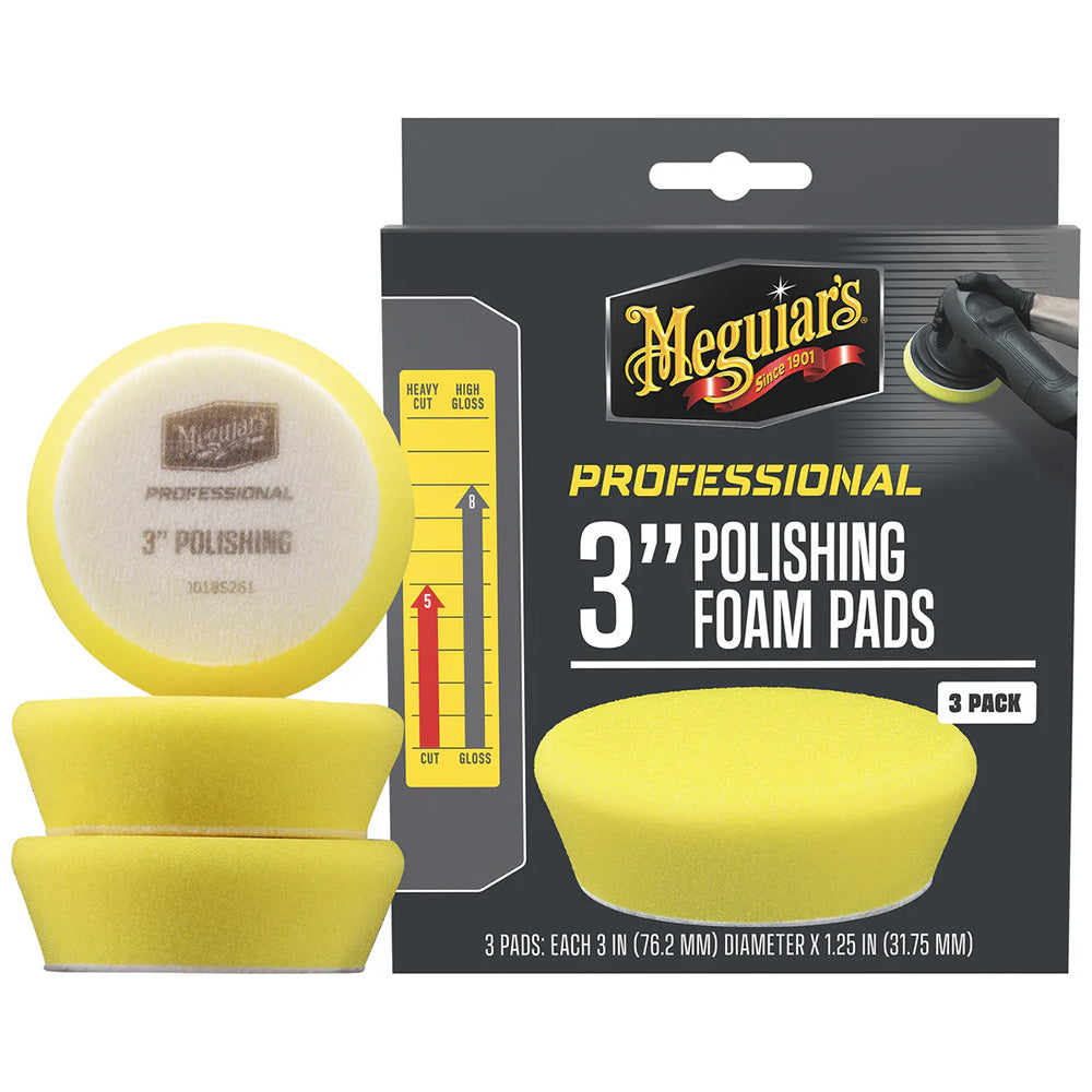 Meguiar's Professional 3-Inch Polishing Foam Pads 3-Pack for Paint Correction and Surface Refinement