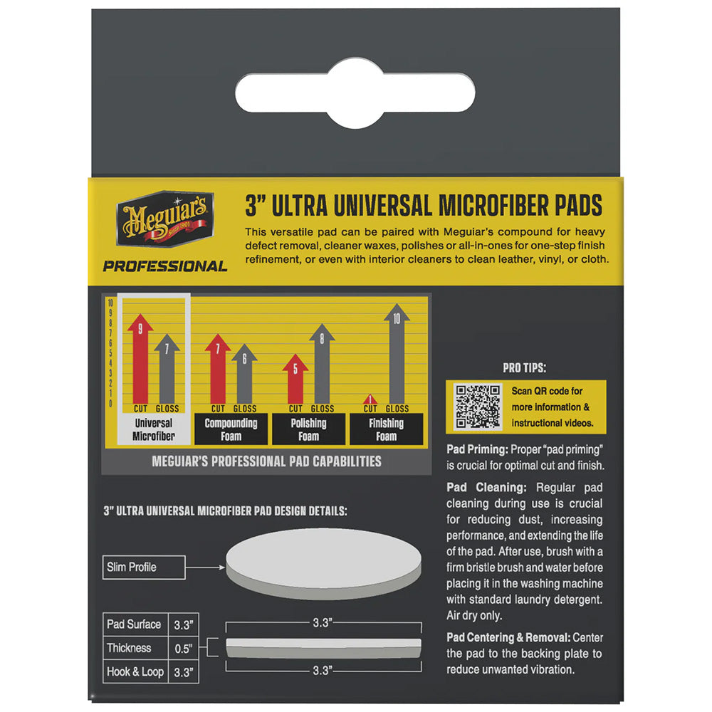 Meguiar's Professional 3-Inch Ultra Universal Microfiber Pads (3-Pack) for Effective Paint Correction