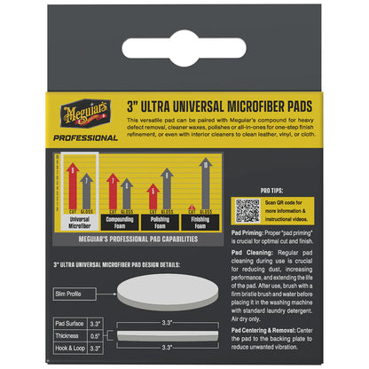 Meguiar's Professional 3-Inch Ultra Universal Microfiber Pads (3-Pack) for Effective Paint Correction