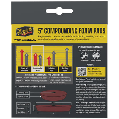 Meguiar's Professional 5-Inch Compounding Foam Pads 2-Pack for Heavy Defect Removal
