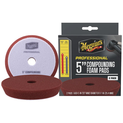 Meguiar's Professional 5-Inch Compounding Foam Pads 2-Pack for Heavy Defect Removal