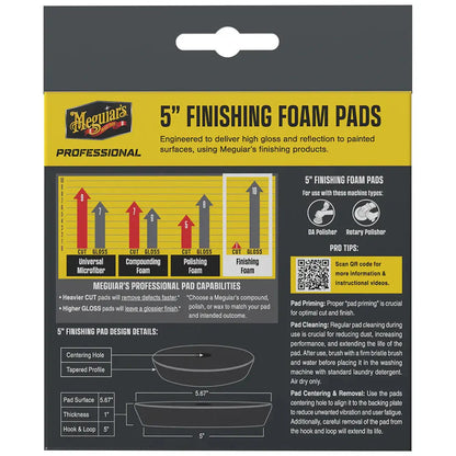 Meguiar's Professional 5-Inch Finishing Foam Pads 2-Pack for Automotive Polishing and Detailing