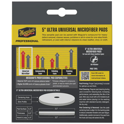 Meguiar's Professional 5-inch Ultra Universal Microfiber Pads (2-Pack) for Paint Correction and Detailing