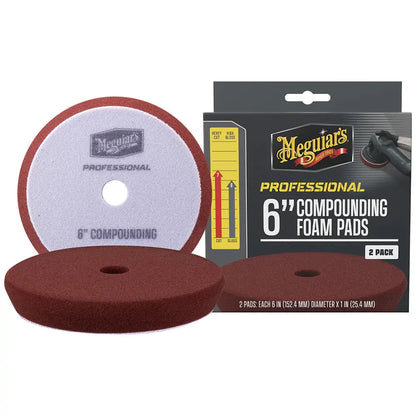 Meguiar's Professional 6-Inch Compounding Foam Pads 2-Pack for Heavy Paint Correction