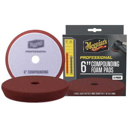 Meguiar's Professional 6-Inch Compounding Foam Pads 2-Pack for Heavy Paint Correction