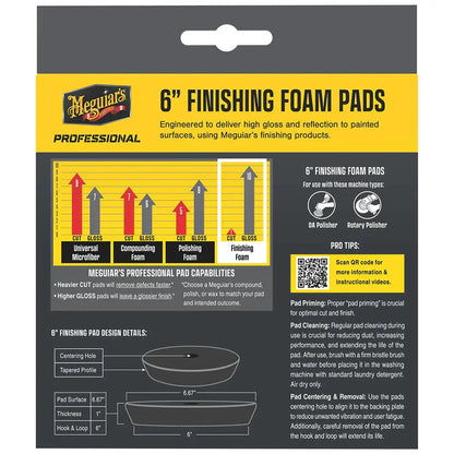 Meguiar's Professional 6-Inch Foam Finishing Pads 2-Pack for Auto Detailing