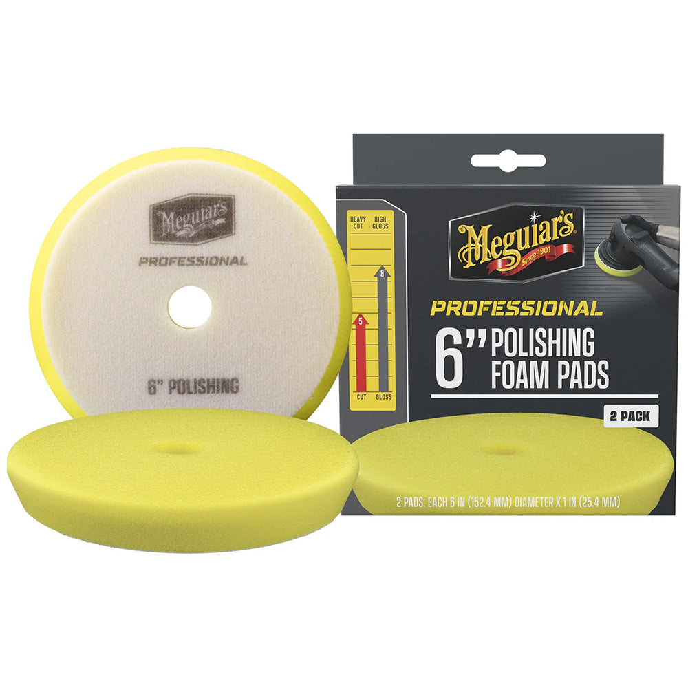 Meguiar's Professional 6-inch Polishing Foam Pads 2-Pack for Light Surface Defect Removal