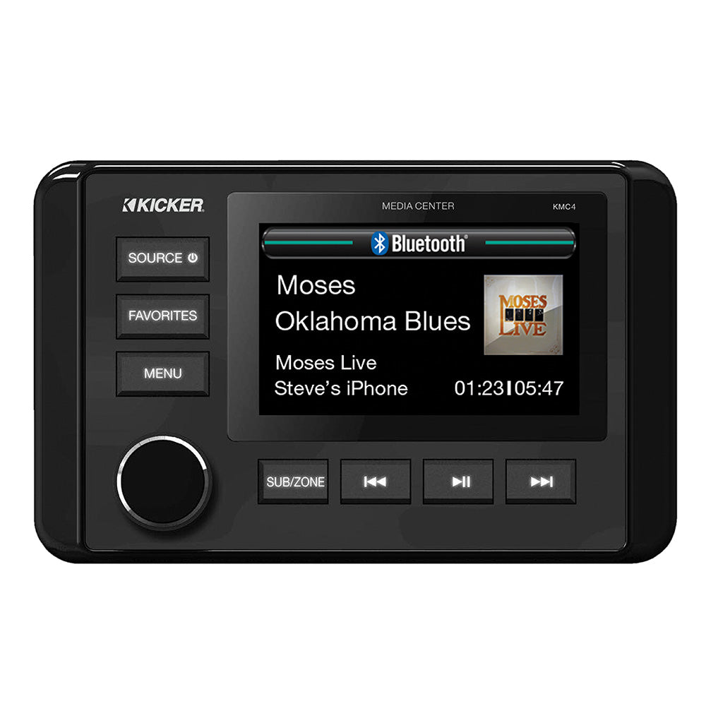 KICKER KMC4 Weather-Resistant Gauge-Style Media Center with Bluetooth and Full-Color Display