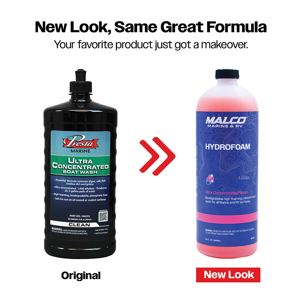 Malco HydroFoam Ultra Concentrated Boat Wash - 32oz for Marine and Boat Surfaces