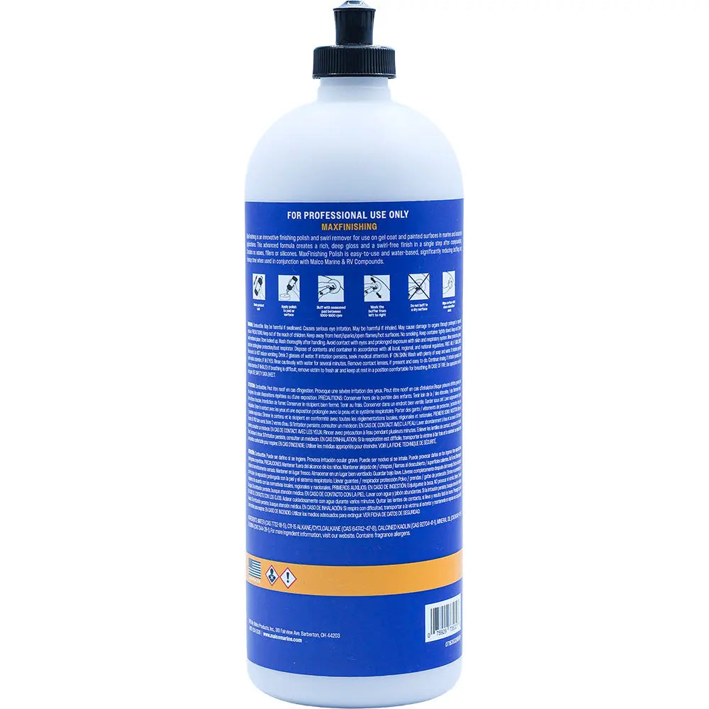 Malco MaxFinishing Polish - 32oz All-in-One Swirl Remover and Polish