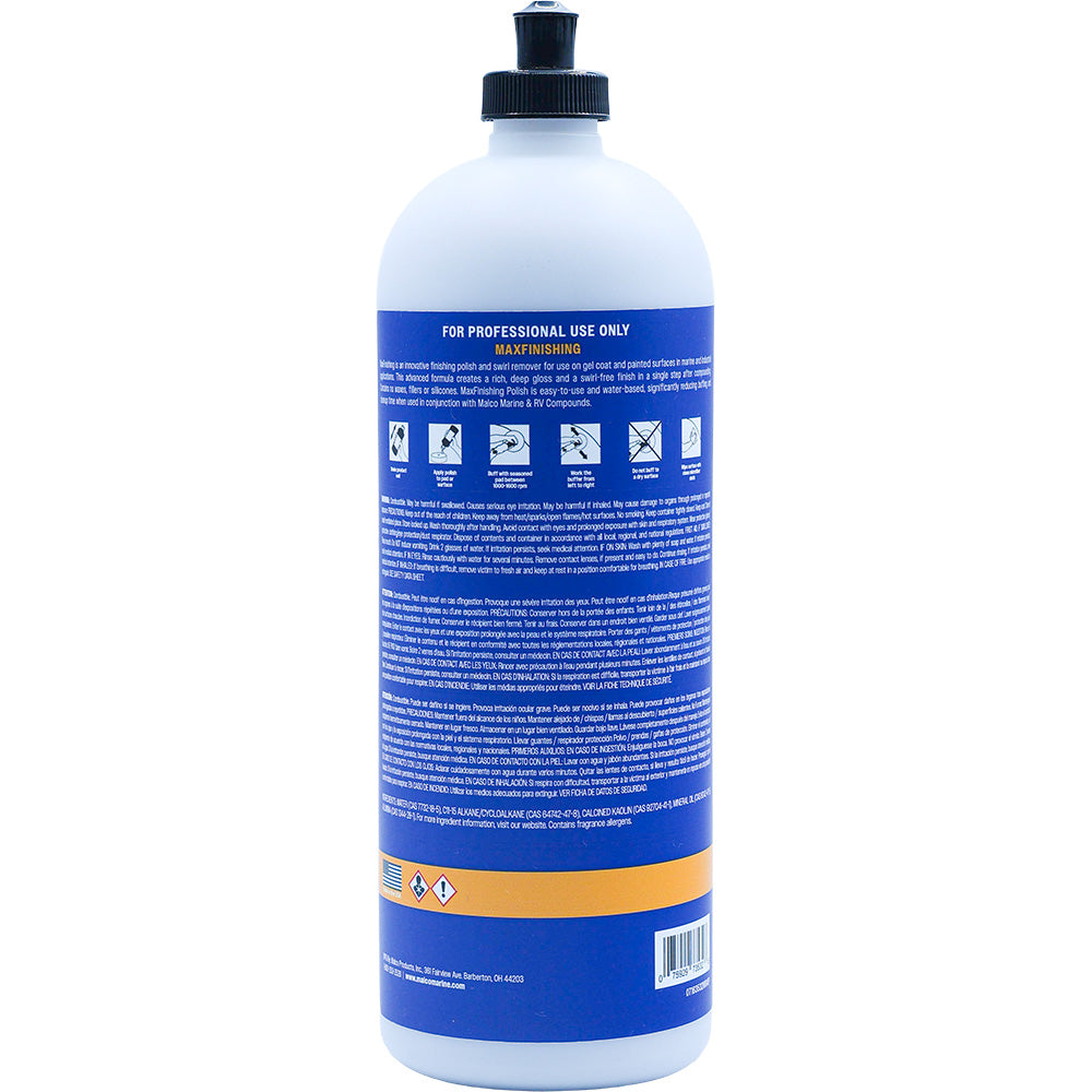 Malco MaxFinishing Polish - 32oz All-in-One Swirl Remover and Polish