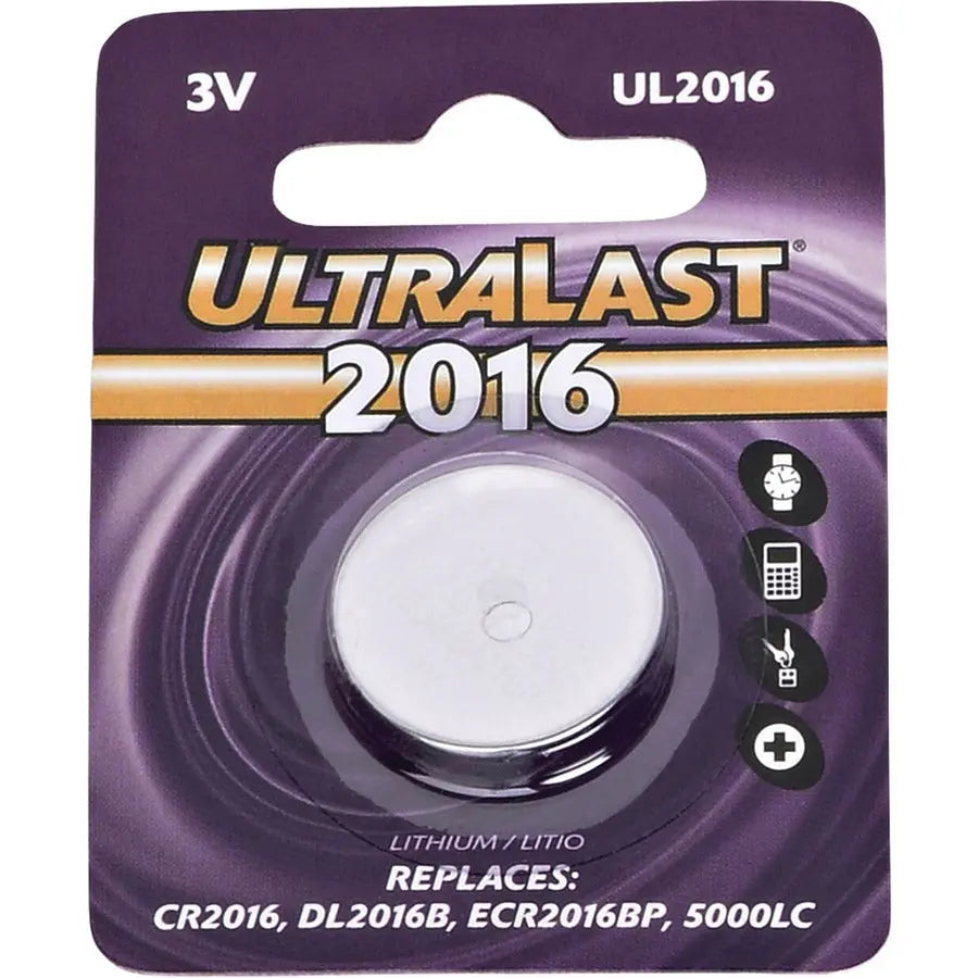 NABC UltraLast UL2016 Lithium Button Battery - 3V DC, 75mAh for Reliable Power and Fast Replacement
