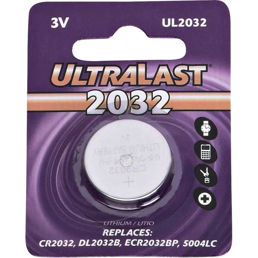 Dantona Industries UL2032 UltraLast Green Lithium Button Battery - 3V DC, 220 mAh for General Purpose Devices