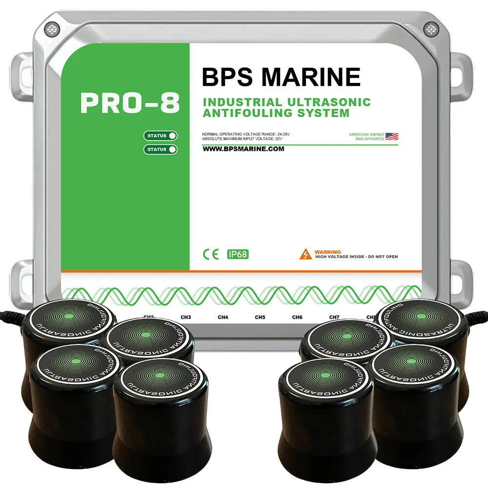 BPS Marine PRO-8 8-Transducer Ultrasonic Antifouling System - 24VDC for Hulls up to 80 ft