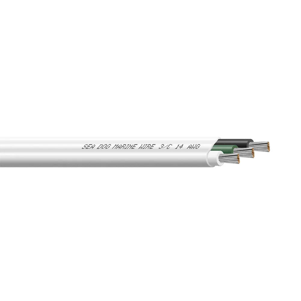 Sea-Dog 14/3 AWG Flat Triplex Marine Wire in White/Green/Black - 100 Feet