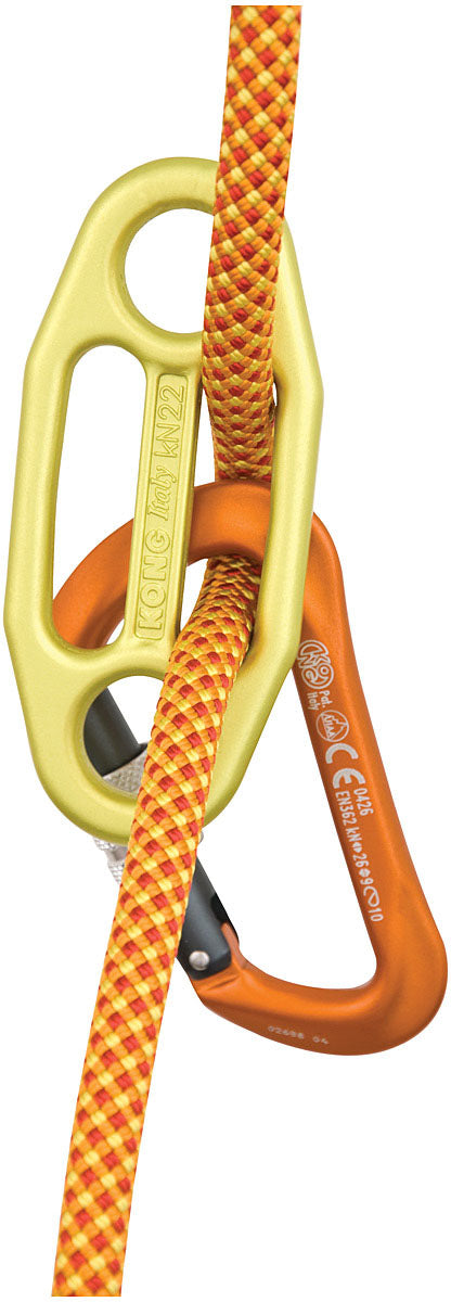 KONG Gigi Belay Device Yellow - Durable Climbing Gear for Safe Rappelling and Belaying