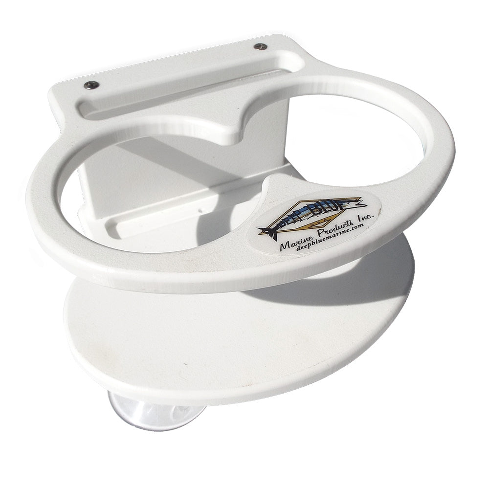 Deep Blue Marine Double Slim Can Drink Holder & Cell Phone Mount - White