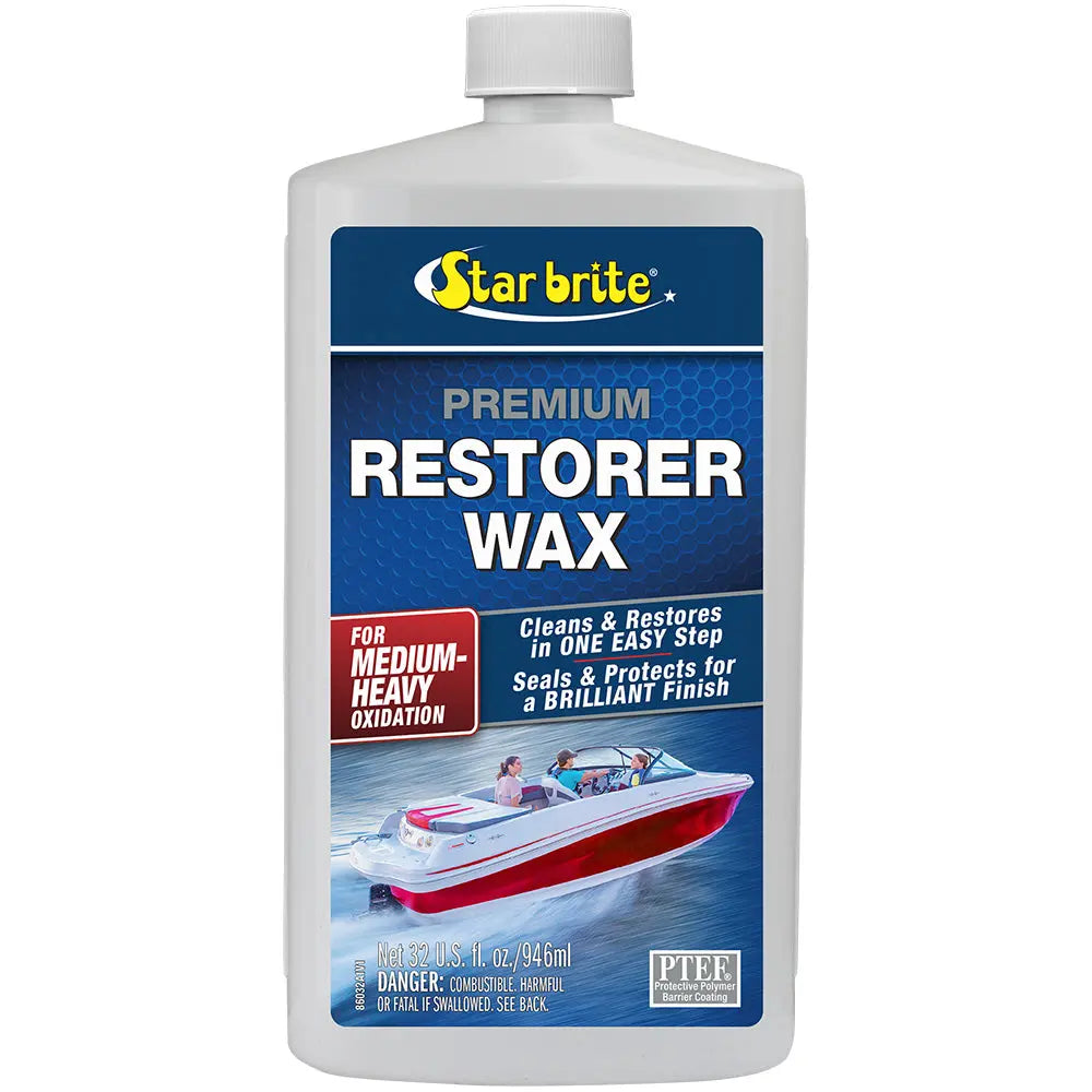 Star Brite Premium Restorer Wax 32 oz for Medium to Heavy Oxidation - Restores and Protects Fiberglass and Vehicle Surfaces