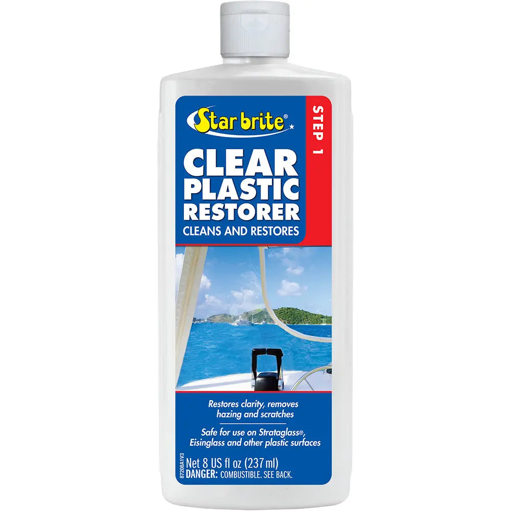 Star brite Clear Plastic Restorer Step 1 - 8 oz for Boat, Car, and RV Plastic Surfaces