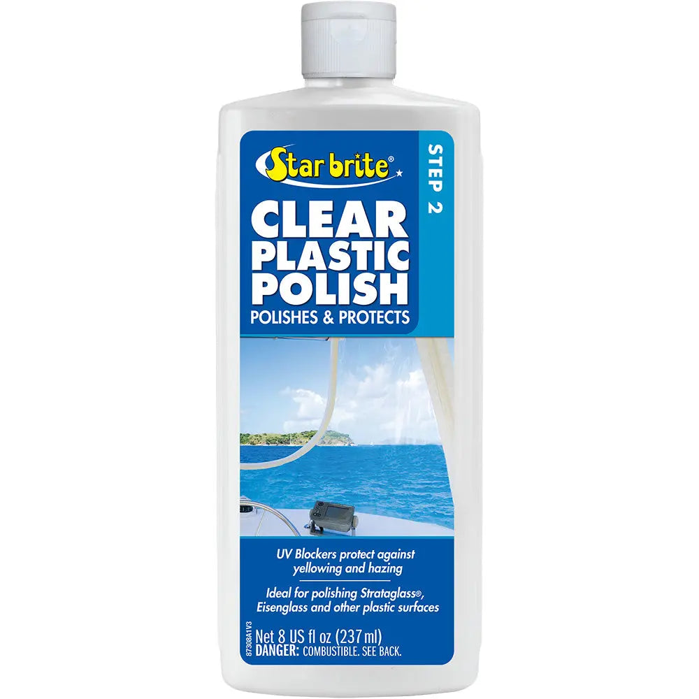 Star brite Clear Plastic Polish Step 2 - 8 oz for Acrylic, Polycarbonate, and Marine Surfaces