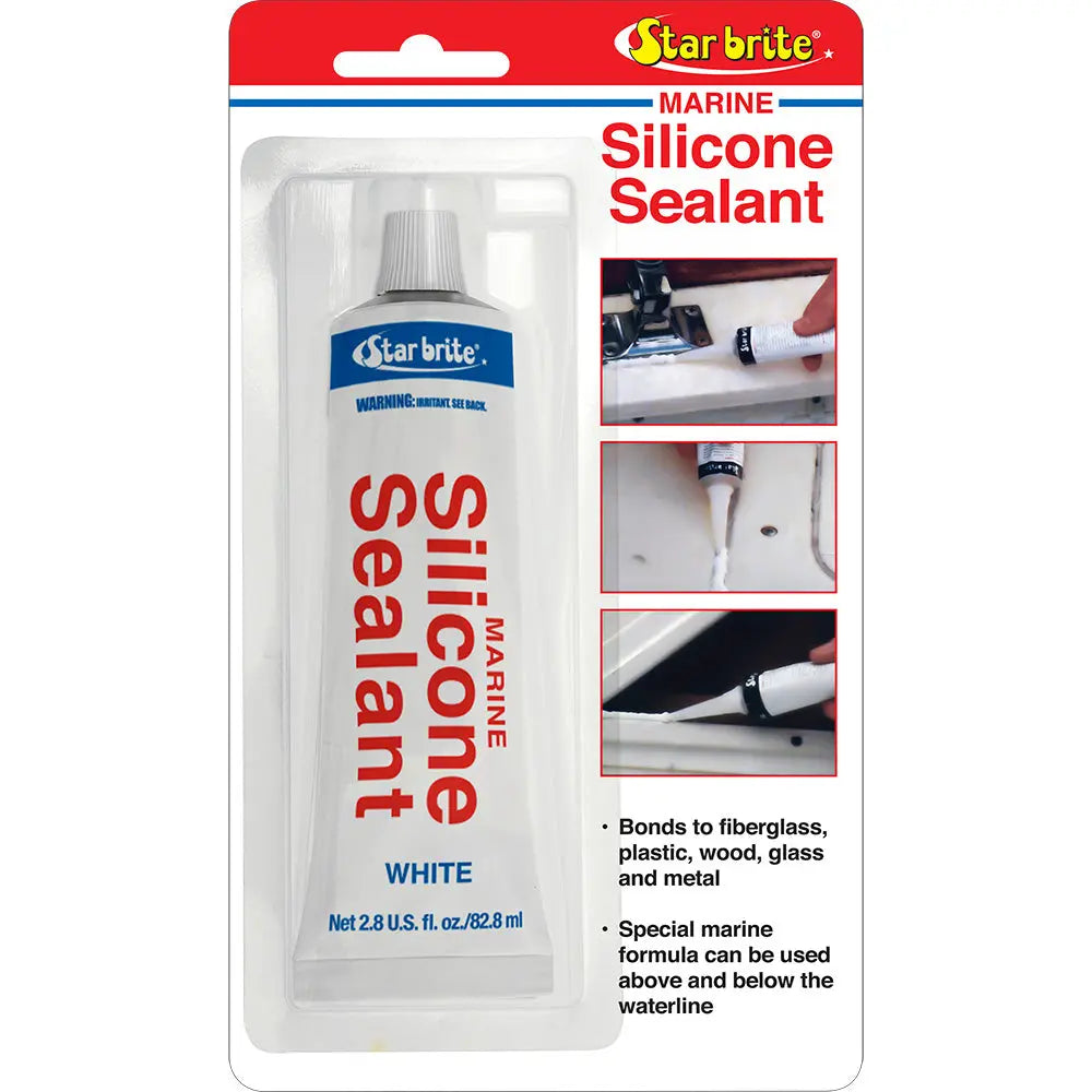 Star brite Marine Silicone Sealant White 2.8 oz – Waterproof, Flexible, and Durable Sealant for Marine and Home Use