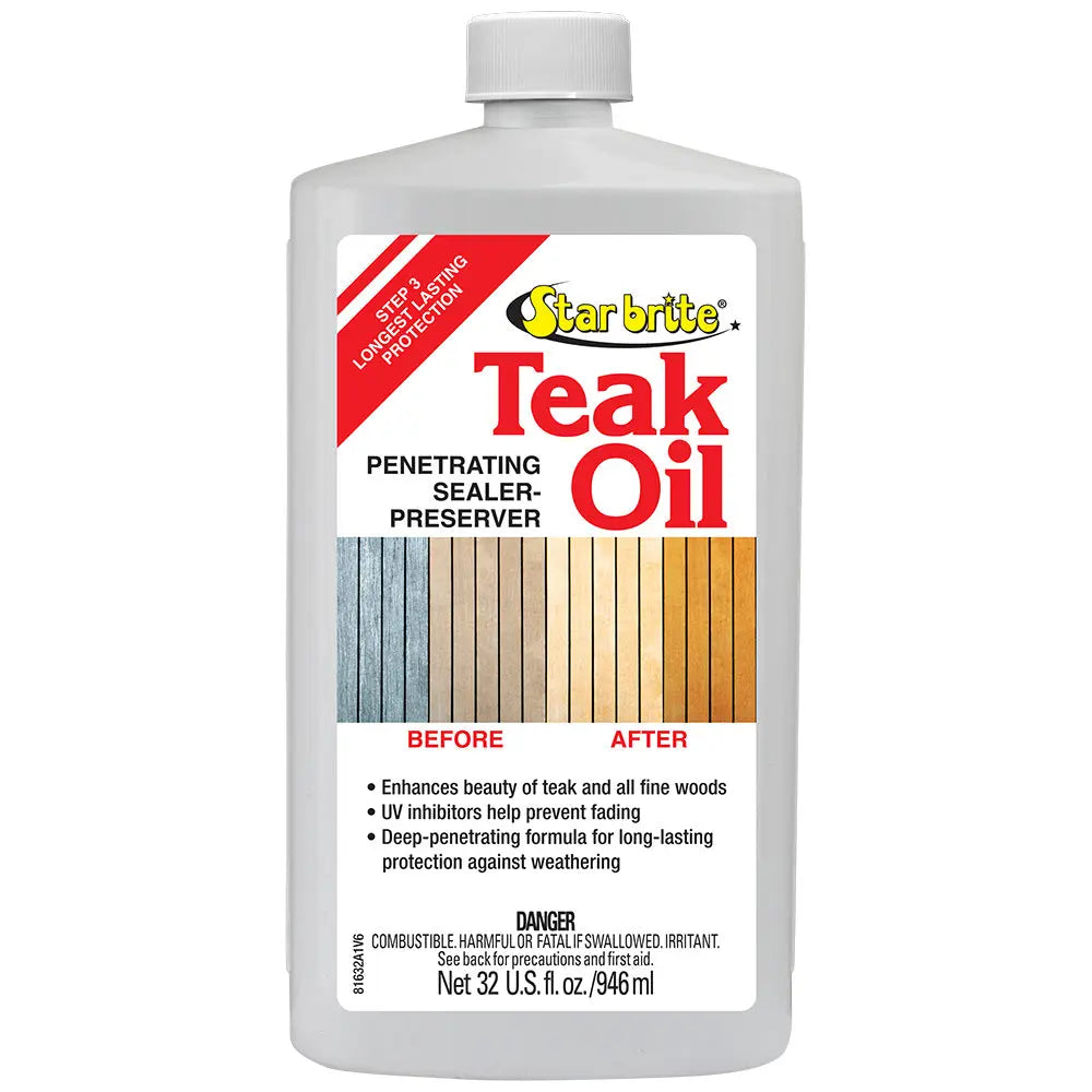 Star brite Teak Oil 32 oz - Long Lasting Penetrating Sealer and Preserver with UV Inhibitors