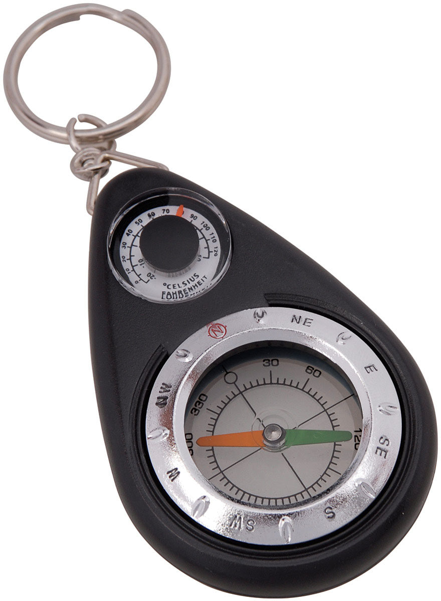 MUNKEES Keychain Compass with Thermometer