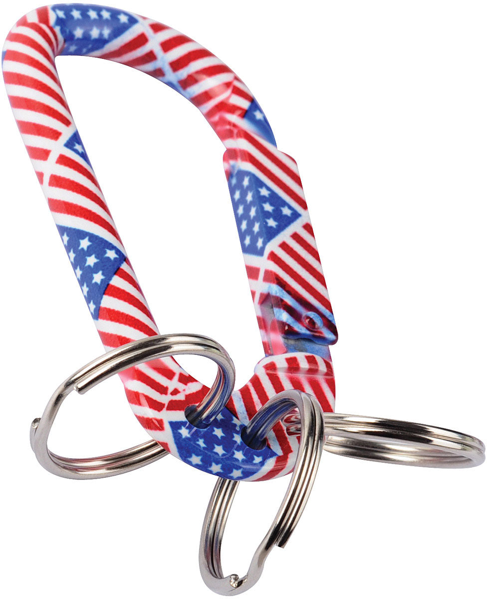MUNKEES U.S. Flag Carabiner with 3 Keyrings