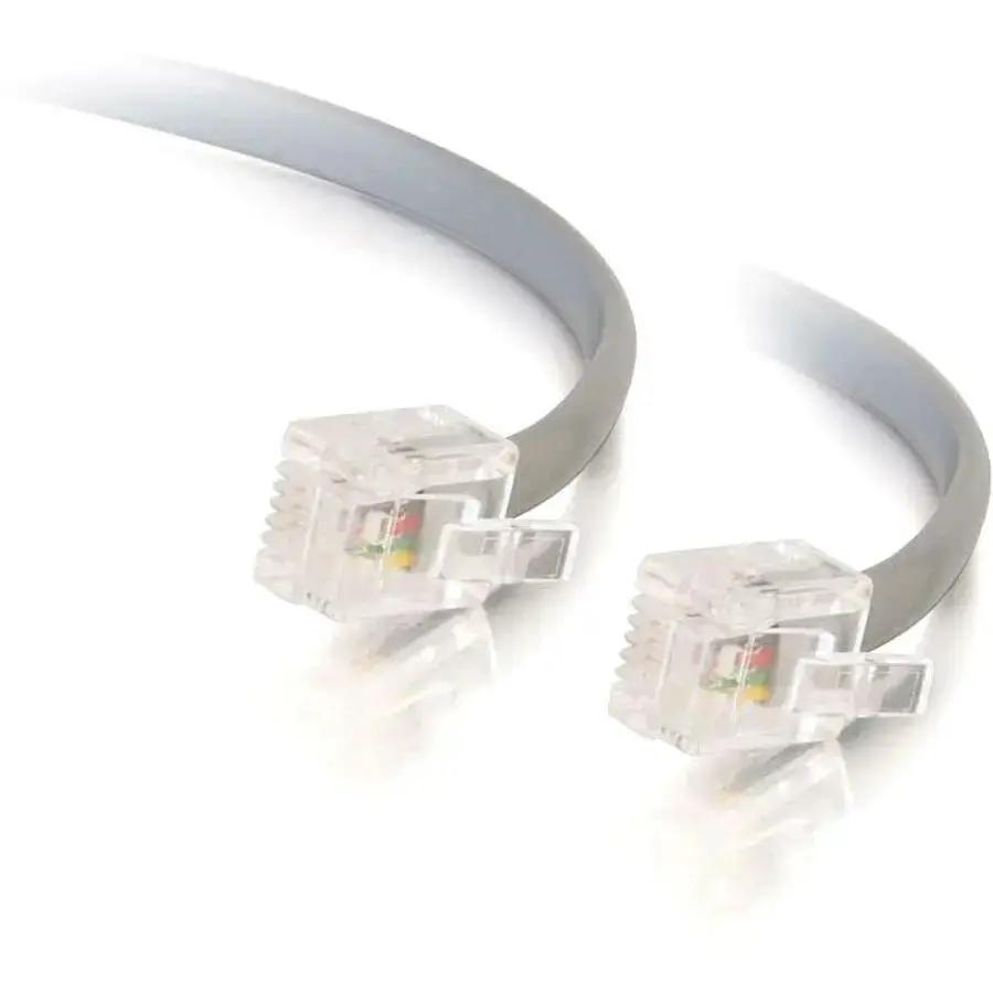 C2G 7ft RJ11 Modular Telephone Cable with Silver Satin Wire and Gold-Plated Connectors by Legrand Group