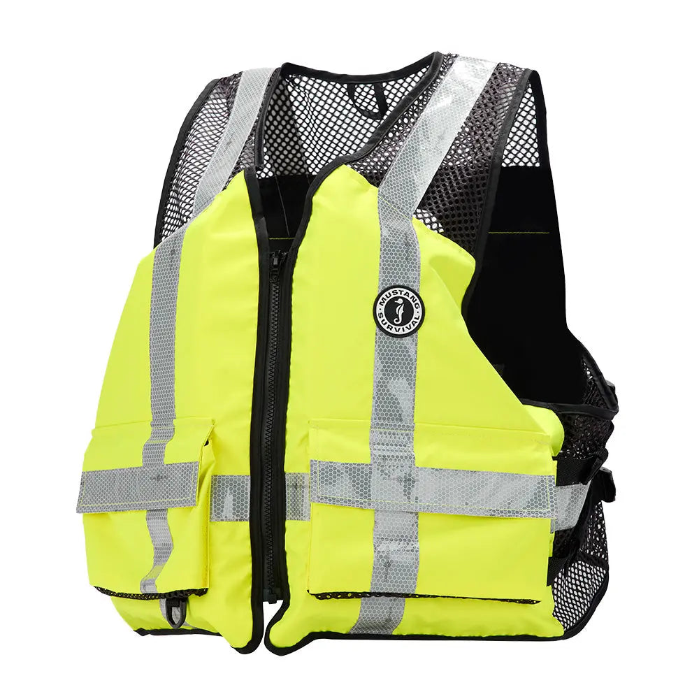 Mustang Survival Industrial Mesh Vest - Hi-Vis Fluorescent Yellow Green, Large/XL (Part Number MV1254T3-239-L/XL-279)